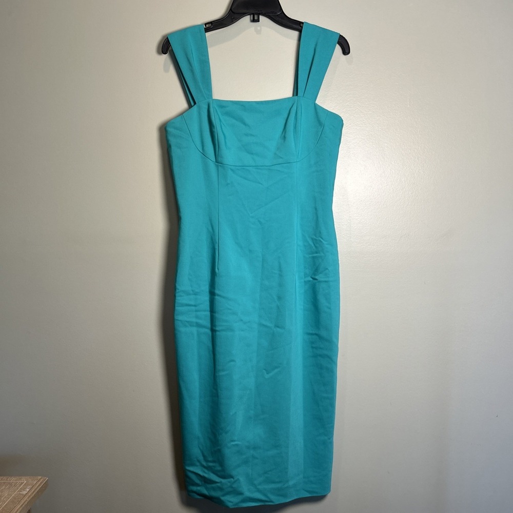 Antonio Melani Teal/Turquoise/Green square neck fitted dress size 8, sleeveless